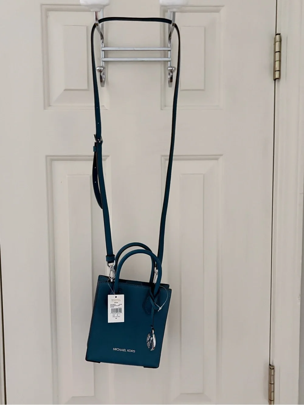 Michael Kors Teal Blue Leather Mini Crossbody Tote